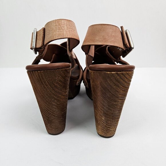 Kork-Ease Constance Braided Leather Wood Platform Heel Sandal Tan/Pink 9 K17316 - Picture 9 of 12